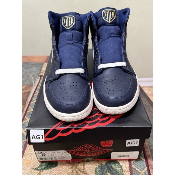 NIKE AIR JORDAN 1 RETRO HIGH JETER RE2PECT Navy Shoes 8.5 715854 402 Yankees - Picture 2 of 16